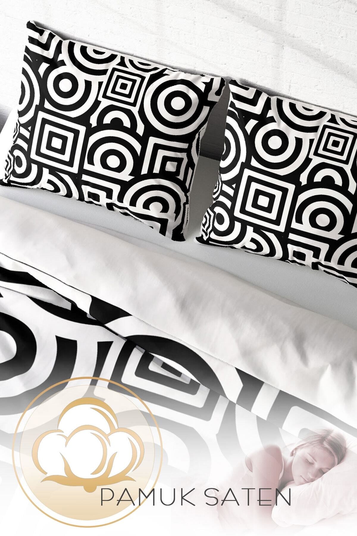 Kıng Sıze Geometric Mixed Modern Çift Kişilik Nevresim Takımı 220x240cm
