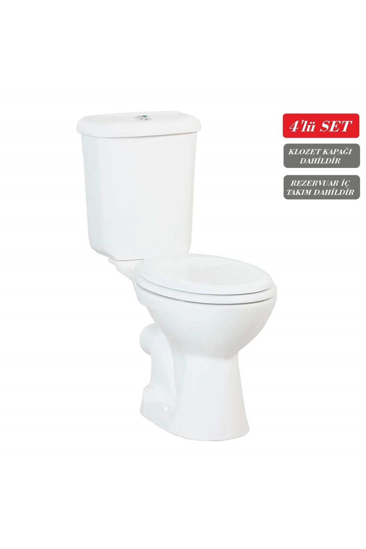 Pitta Arkadan Çıkışlı Klozet + Rezervuar + İç Takım + Çınar TP Yavaş Kapanan Kapak 4 'lü Set