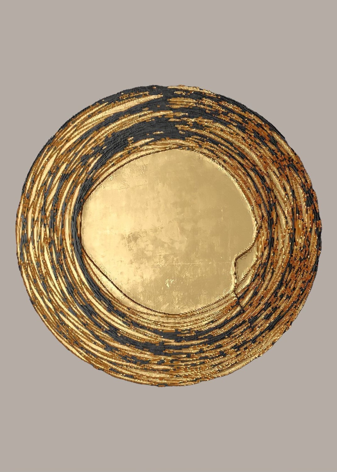 Gold Kahverengi Çiçek Soyut Yaprak Kombini Çerçeveli Temperli Cam Tablo 3'lü