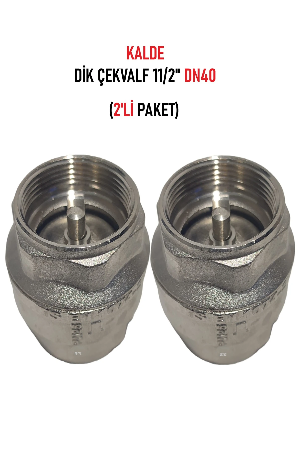 (2'li Paket) 11/2" Dn40 Sarı/Krom Dik Çekvalf - Vertical Check Valve
