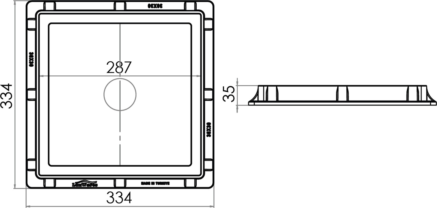30x30 Rögar Kapağı Çerçeve + Izgaralı Kapak