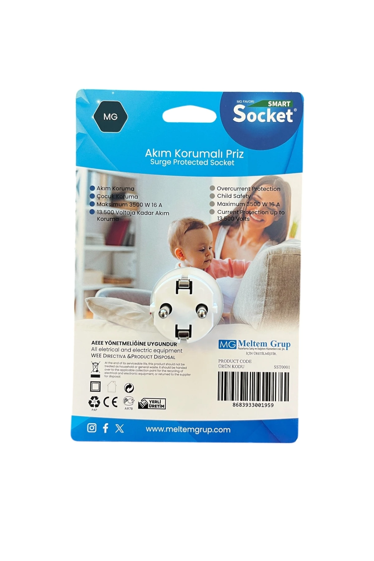 Tekli Akım Korumalı & Çocuk Korumalı Priz