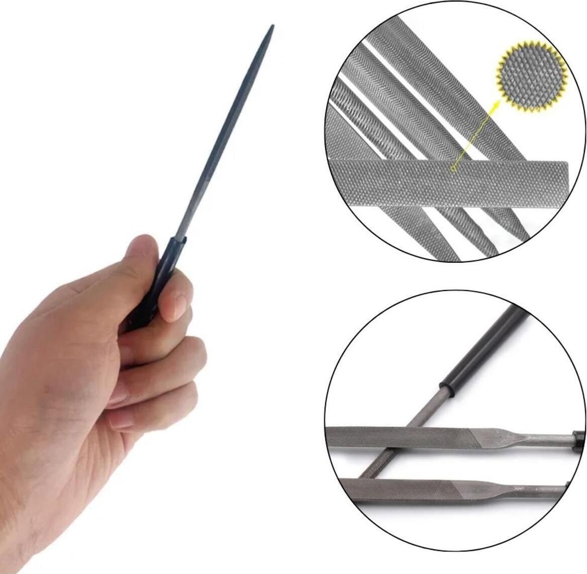 Hobi Ege Seti 6 Parça Mini Eğe İğne Model Demir Metal Törpü Eğe 18 cm Metal Elmas Gümüş İğne Seti