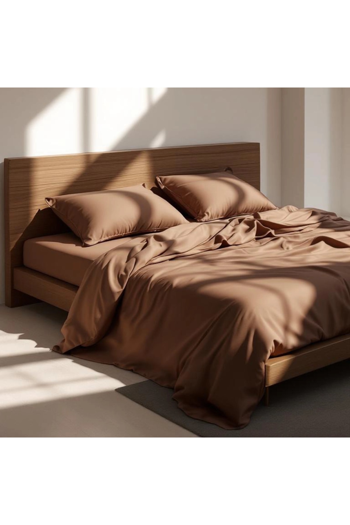 Soho 200 TC Pamuk Perkal King Size Nevresim Kahverengi