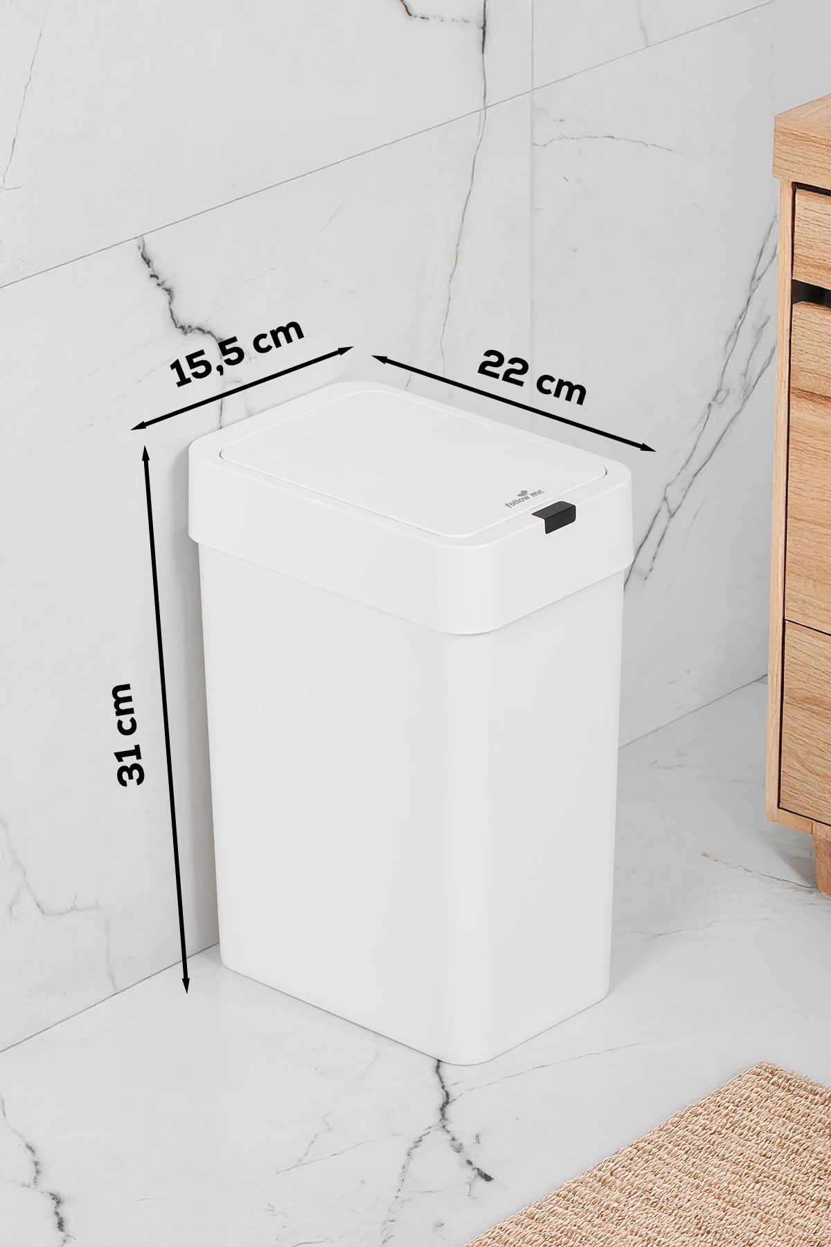 Hareket Sensörlü Sessiz Kapatma Çöp Kutusu Banyo Mutfak Çöp Kovası Kapaklı Banyo Çöp Kovası 9 Lt.