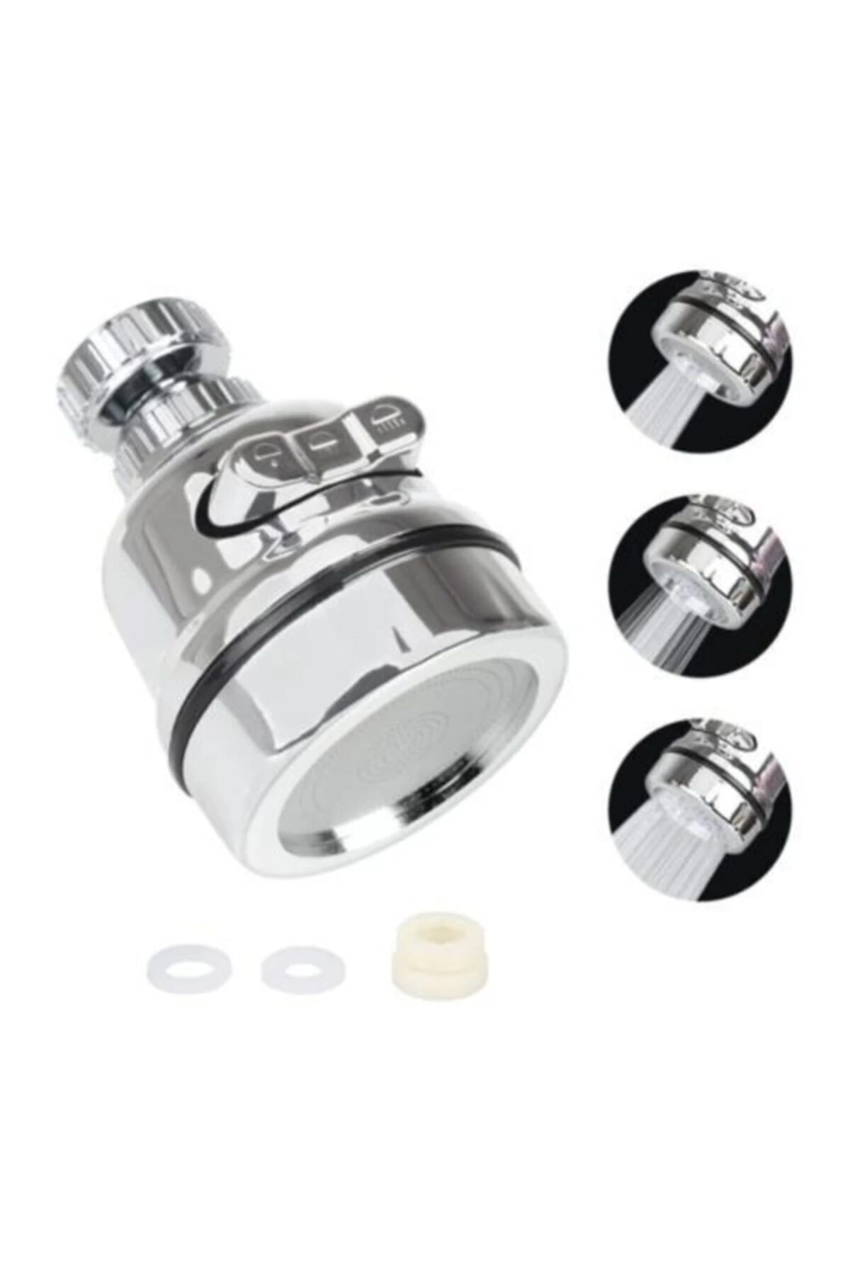 % 75 Su Tasarruflu 3 Fonksiyonlu Krom Musluk Başlığı Mutfak Ve Lavaboya Uyumlu 360 Derece Döner