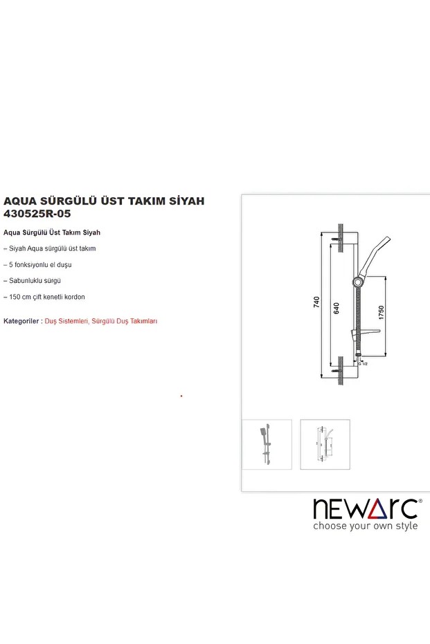 Aqua Siyah Sürgülü Üst Takım 430525R-05