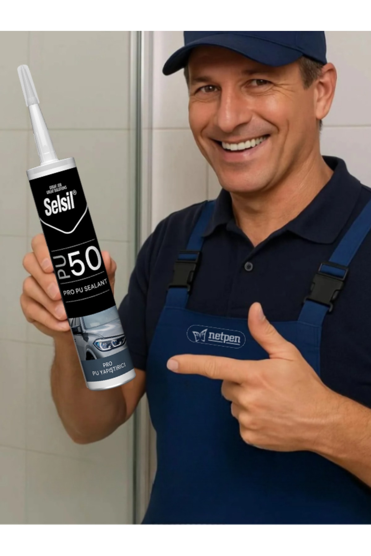 SELSİL Pu Mastik 280 Ml Siyah (10 Adet),Demir Tabanca