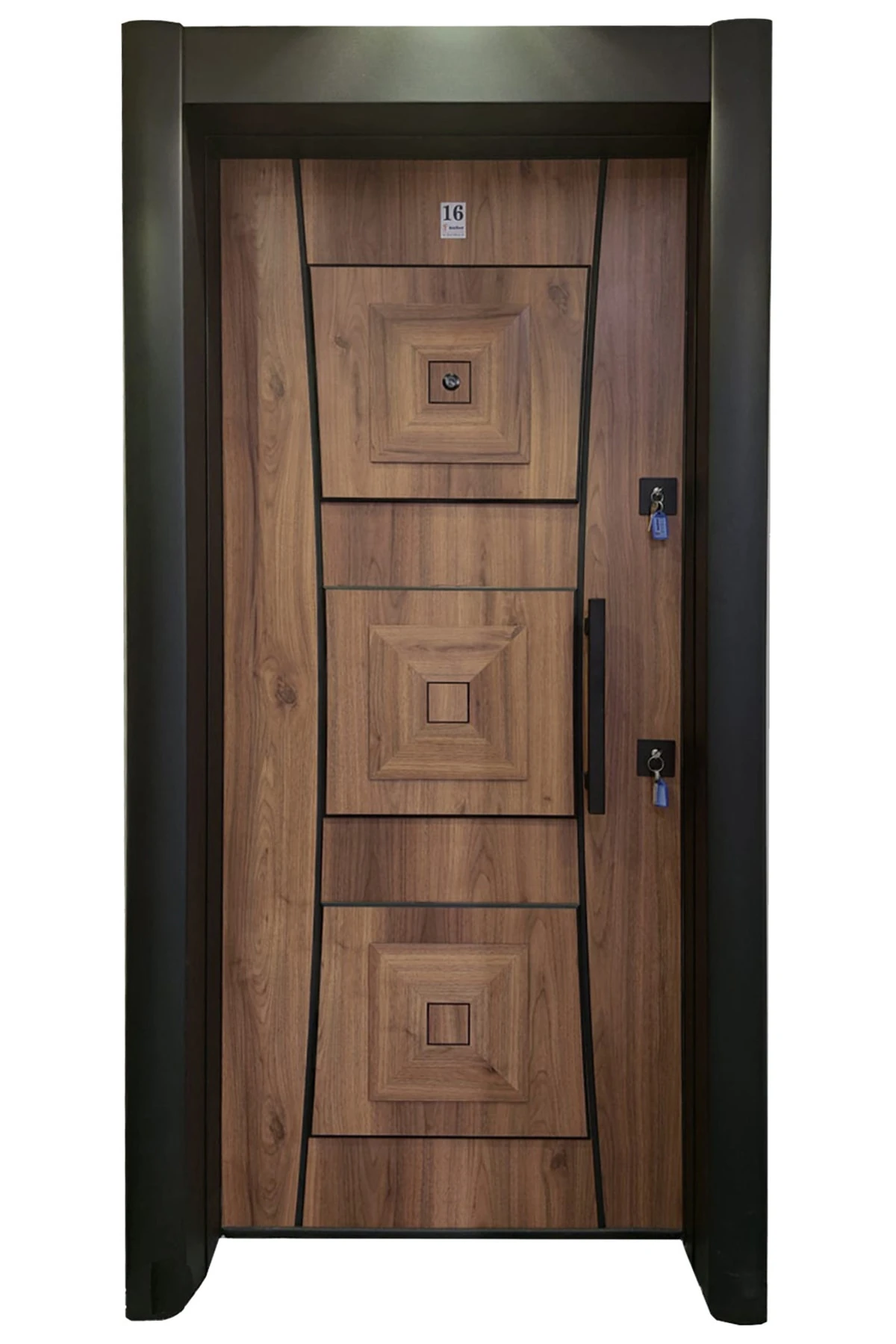 Çelik Kapı, Ahşap Renk , Kabartma Model Çelik Kapı, Sol Açılım Tırnaklı Sistem