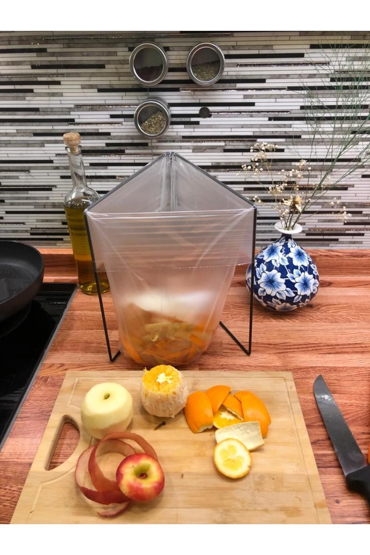 Katlanır Çöp Kovası Her Poşete Uygun Mutfak Banyo Tezgah Üstü Çöp Poşet Teli Kamp Piknik Çöp Kutusu