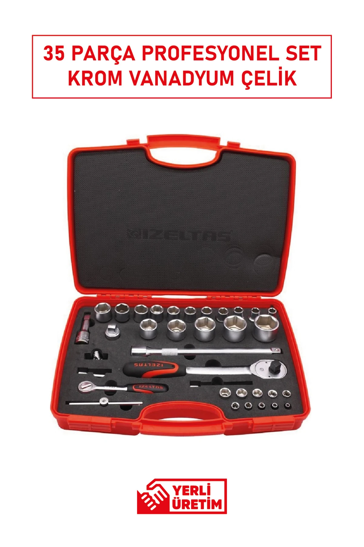 1113 00 1038 1/4” - 1/2” Altı Köşe Lokma Anahtar Takımı 35 Parça Krom Vanadyum