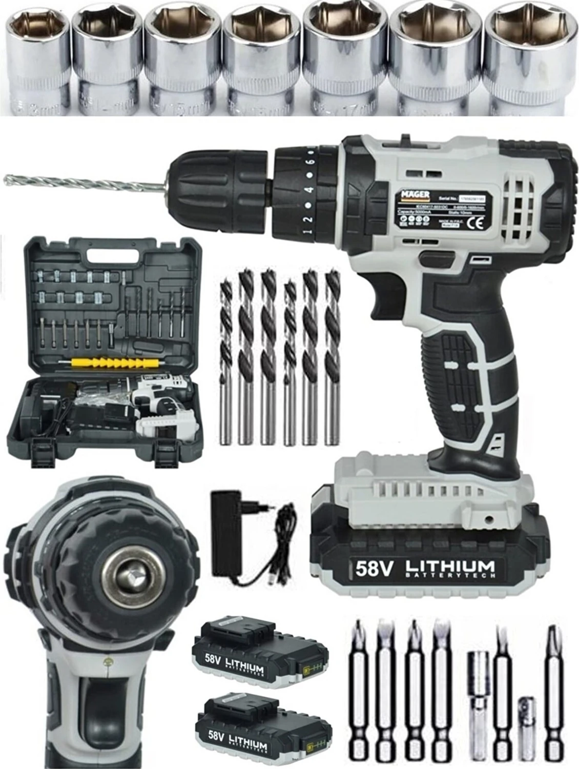 Darbeli Alman Metal Şanzıman Max - Sr Li-Ion Bataryalı 58 Watt 5 Ah Çift Akülü Şarjlı Matkap