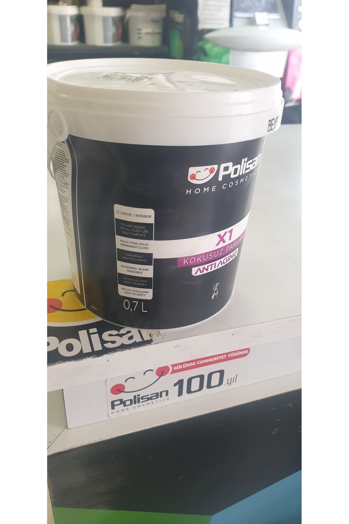 Ahşap&metal Boyası-su Bazlı-x1 Antiaging-kokusuz-parlak 0,70litre(900GR.)-beyaz