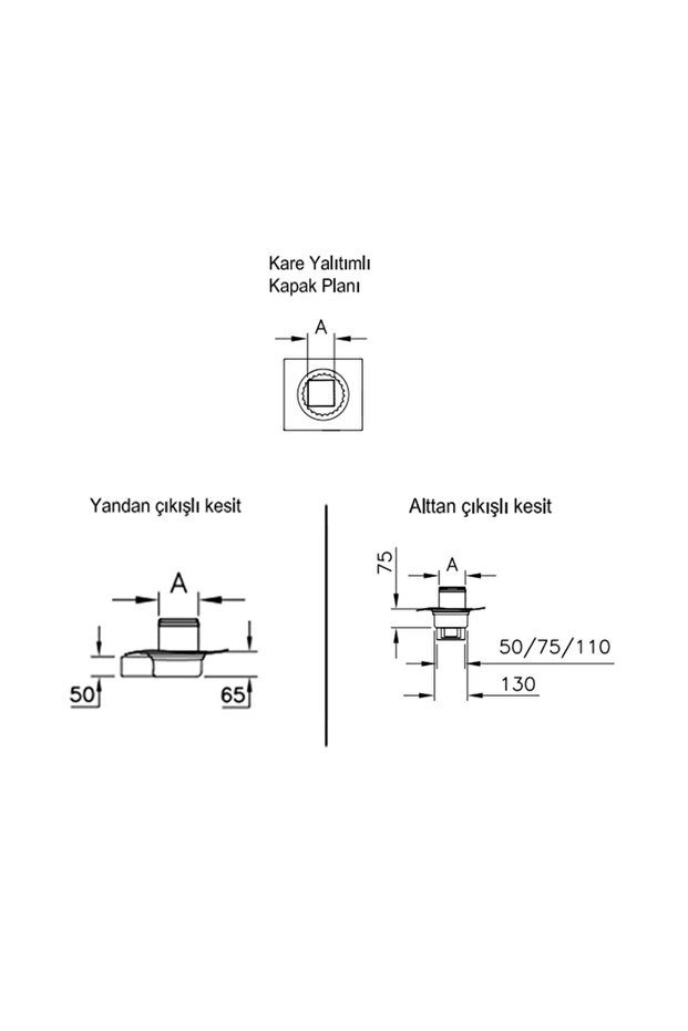 5607280 Elegant V-flow Dk200 010 Kare Yalıtımlı Duş Kanalı - Parlak Altın Yandan 50