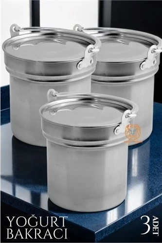 Paslanmaz Çelik Yoğurt Bakracı 3 Adet 5 Lt