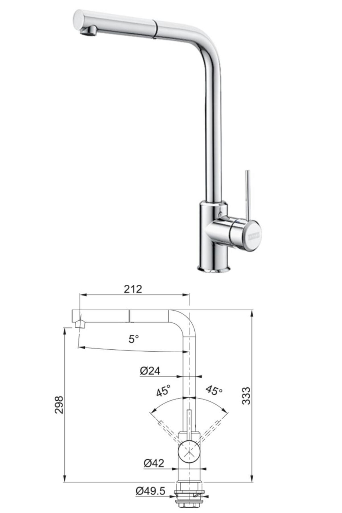 Maris Mrx 110-45 Eviye, Sirius Spiralli Inox Armatür Seti