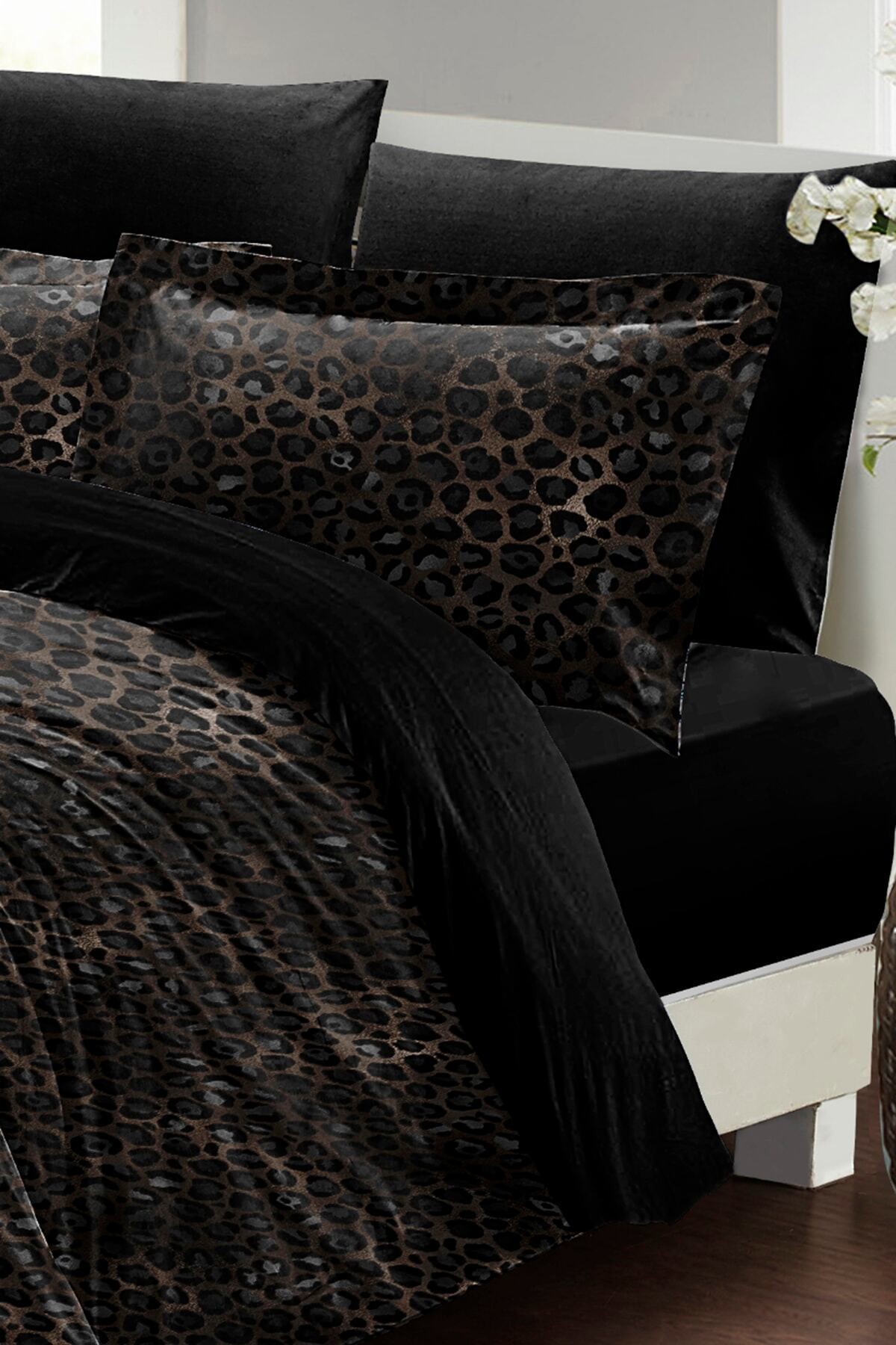 Kıng Sıze Leopar Print Çift Kişilik Nevresim Takımı %100 Pamuk Saten 3d Özel Tasarım 220x240cm