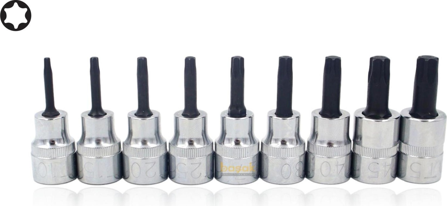 T10 - T50 3/8" 9 Parça Raylı Torx Uçlu Lokma Takımı C18S-RT09
