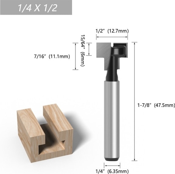 6.35X12.7MM 1/4 "şap 6mm T Yuvası Kesici Yönlendirici Bit Seti Altıgen Cıvata Anahtar Delik Uçları T Planya Freze Ahşap Ağaç Işleme Için Matkap Uçları (Yurt Dışından)