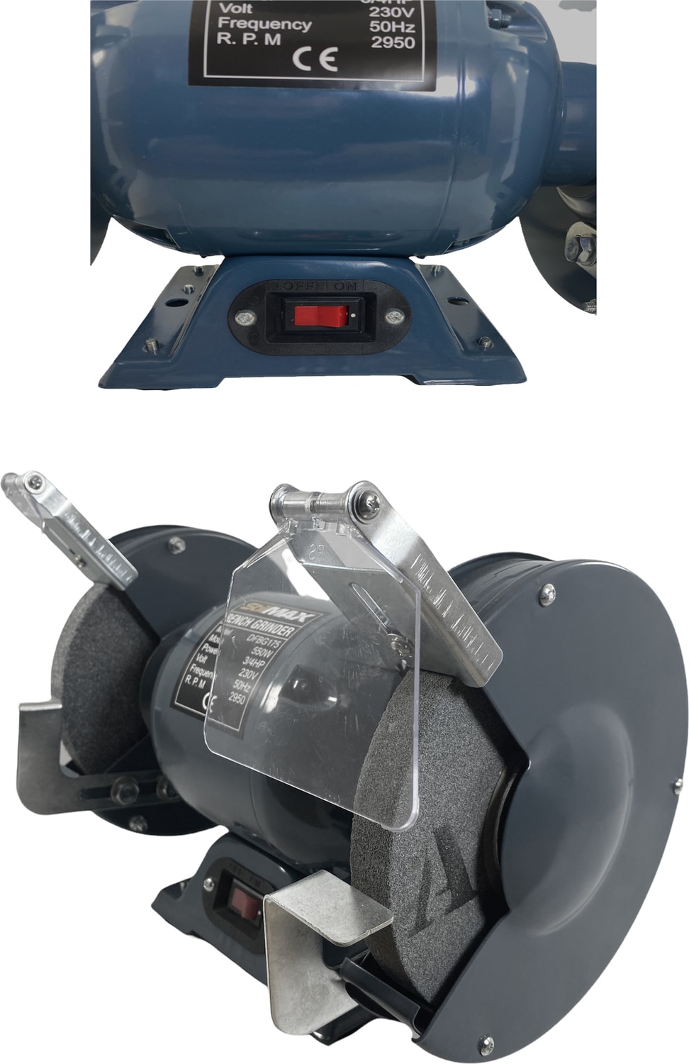 Germany Type 175 mm 550 Watt Tezgah Üstü Taşlama Bakır Sargı Bıçak Balta Bileme Çark Taşı Taş Motoru