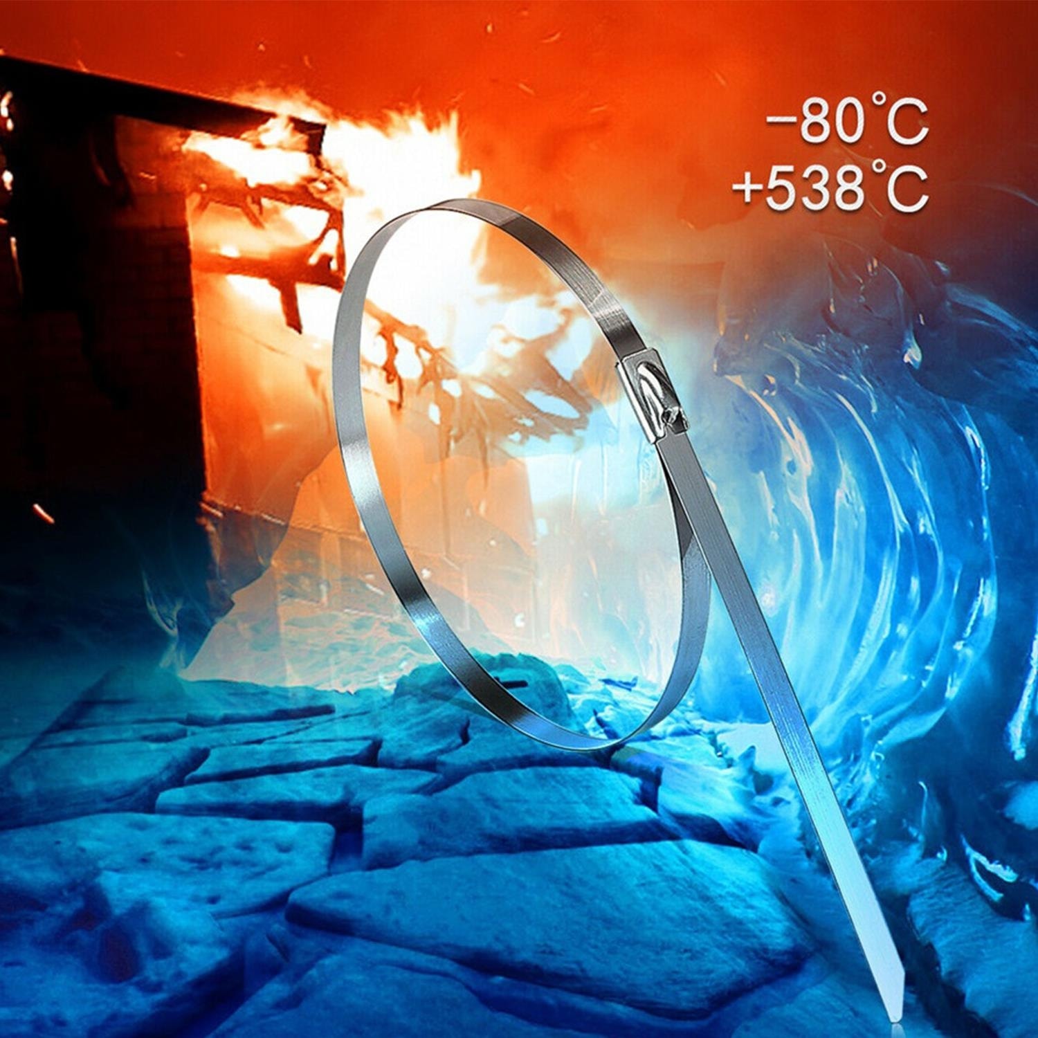 Cırt Kelepçe Metal Paslanmaz Çelik Kablo Zip Bağı Çok Amaçlı Bağlama 4.6X360 10 Adet