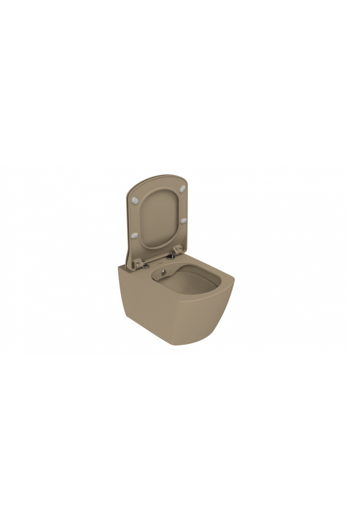 Elegant Rim-Off Duroplast Yavaş Kapanan Klozet Kapaklı Mat Cappucino Set