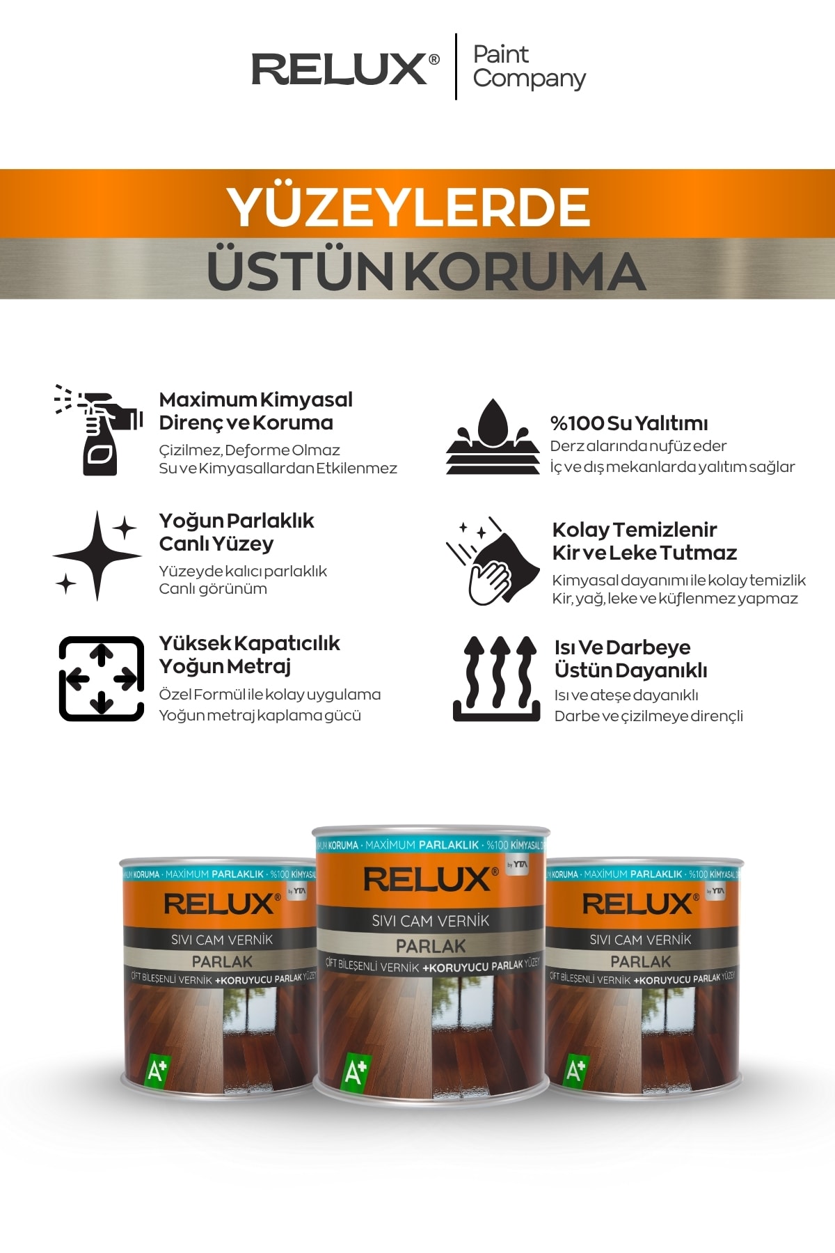 Liquid Glass Sıvı Cam – 2K Ultra Parlak Vernik, Su/Kimyasal Dayanım, Tezgâh-Fayans-Ahşap 3.3LT