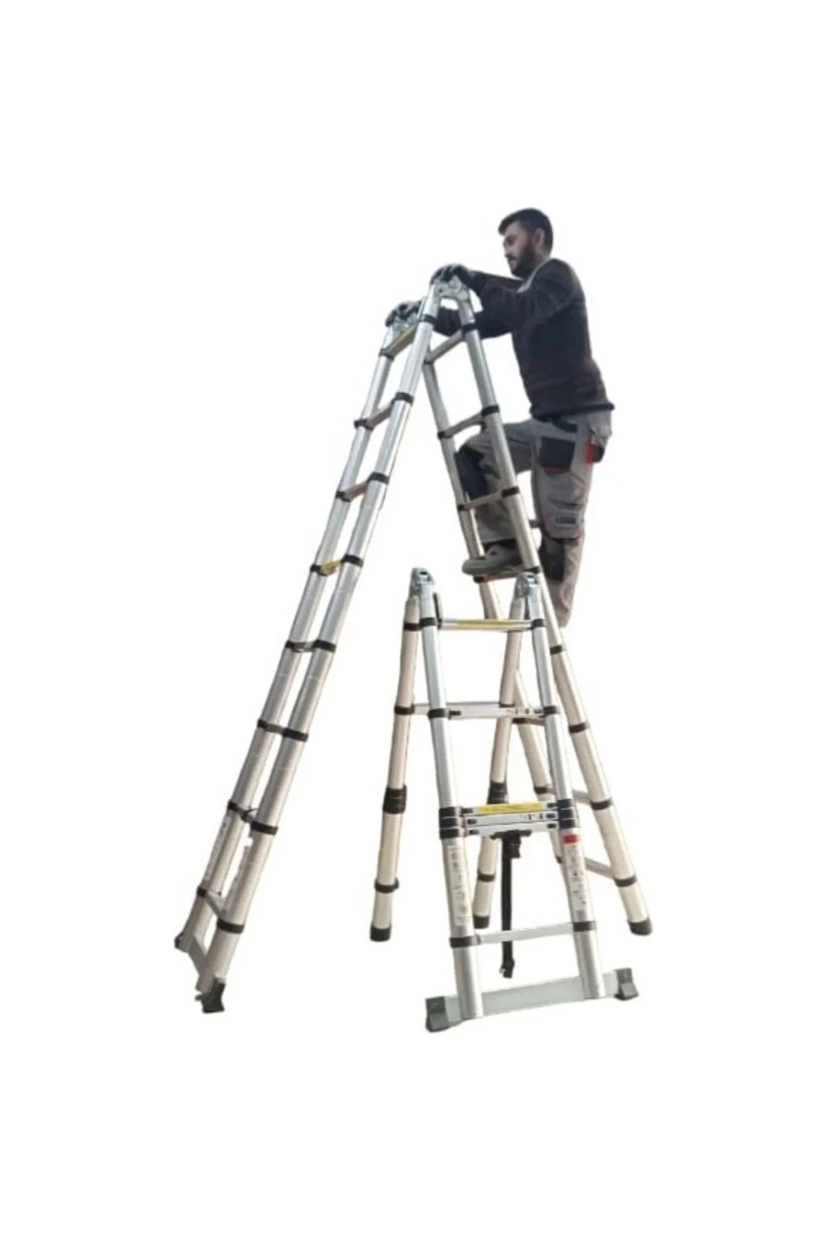 (2.2 2.2) 4.4 Metre 7 7 Basamak 14 Basamak Çift Yönlü Alüminyum Teleskopik Merdiven