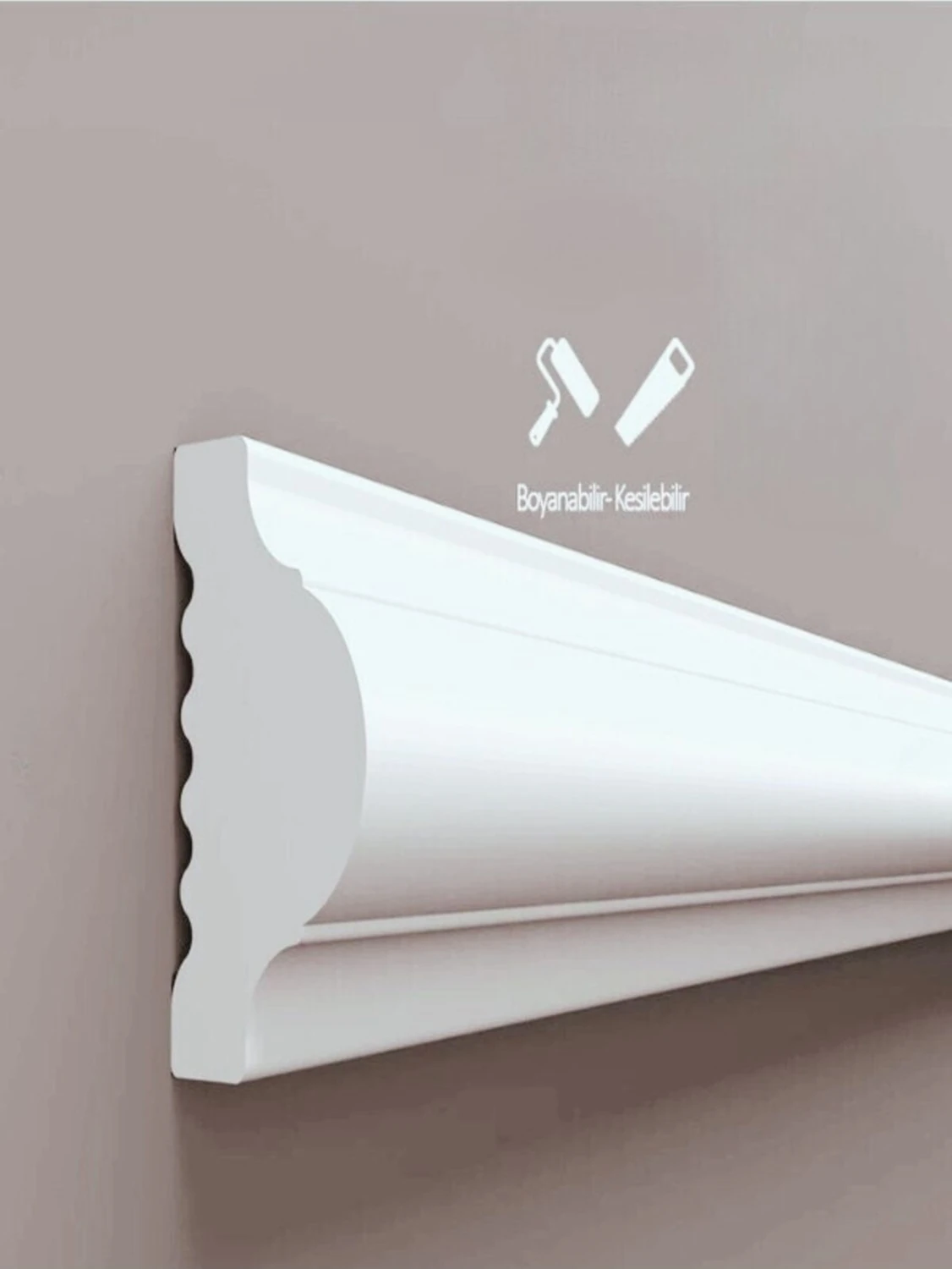 Dekoratif Boyanabilir Poliüretan Duvar Çıtası ( 1 Adet Uzunluk :240 cm En :2.5 Cm)- (Duvar Süsleri)