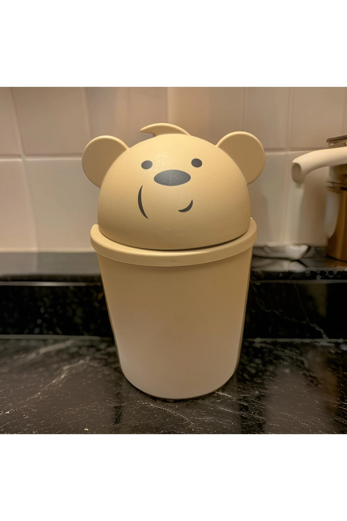 Ayıcık Çöp Kutusu Kahverengi - Bileklik Hediyeli Çocuk Odası Çöp Kutusu Kovası Küçük Masaüstü