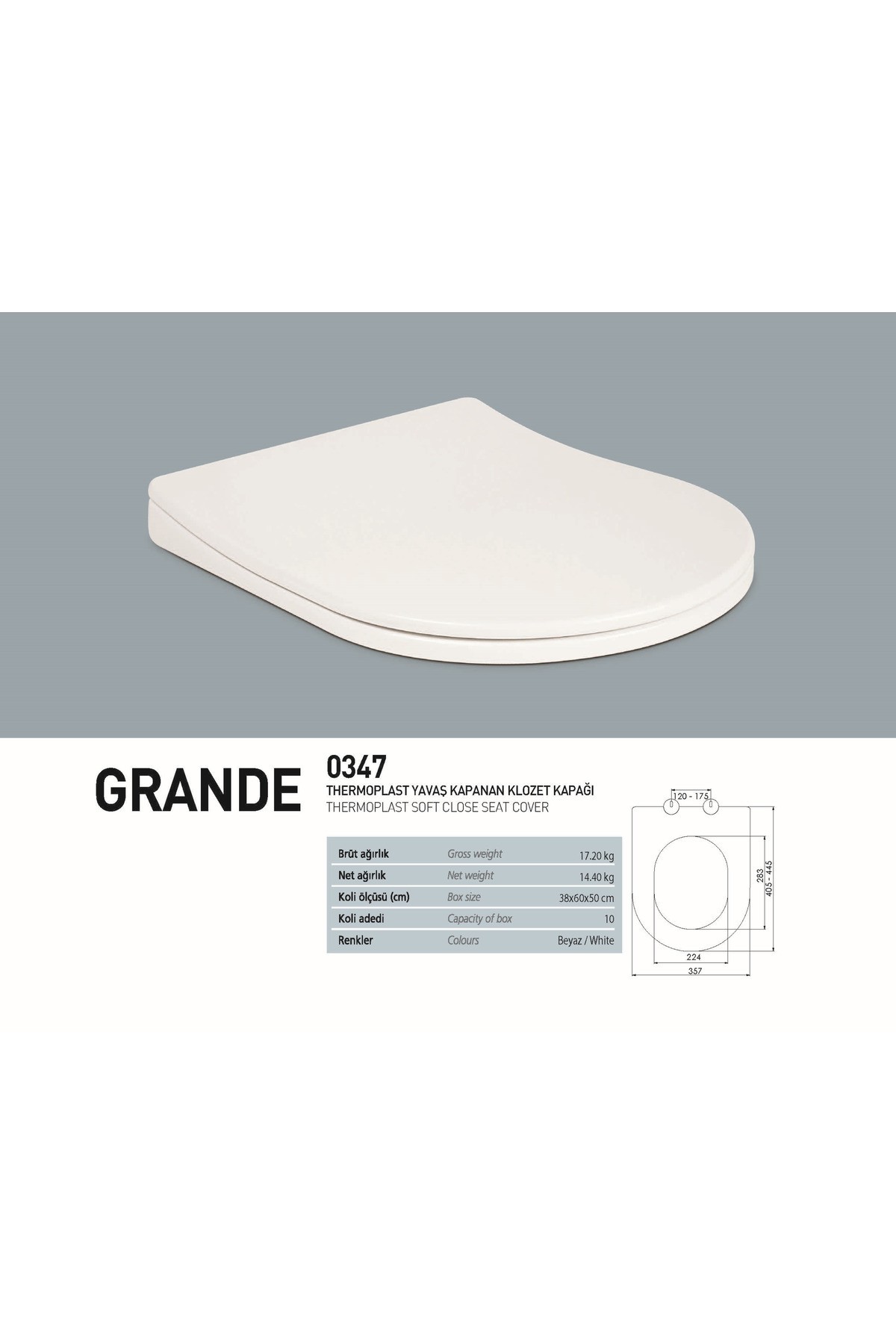Rondo Kanallı Açık Montaj Asma Klozet RND5508 , Nkp Grande Yavaş Kapak
