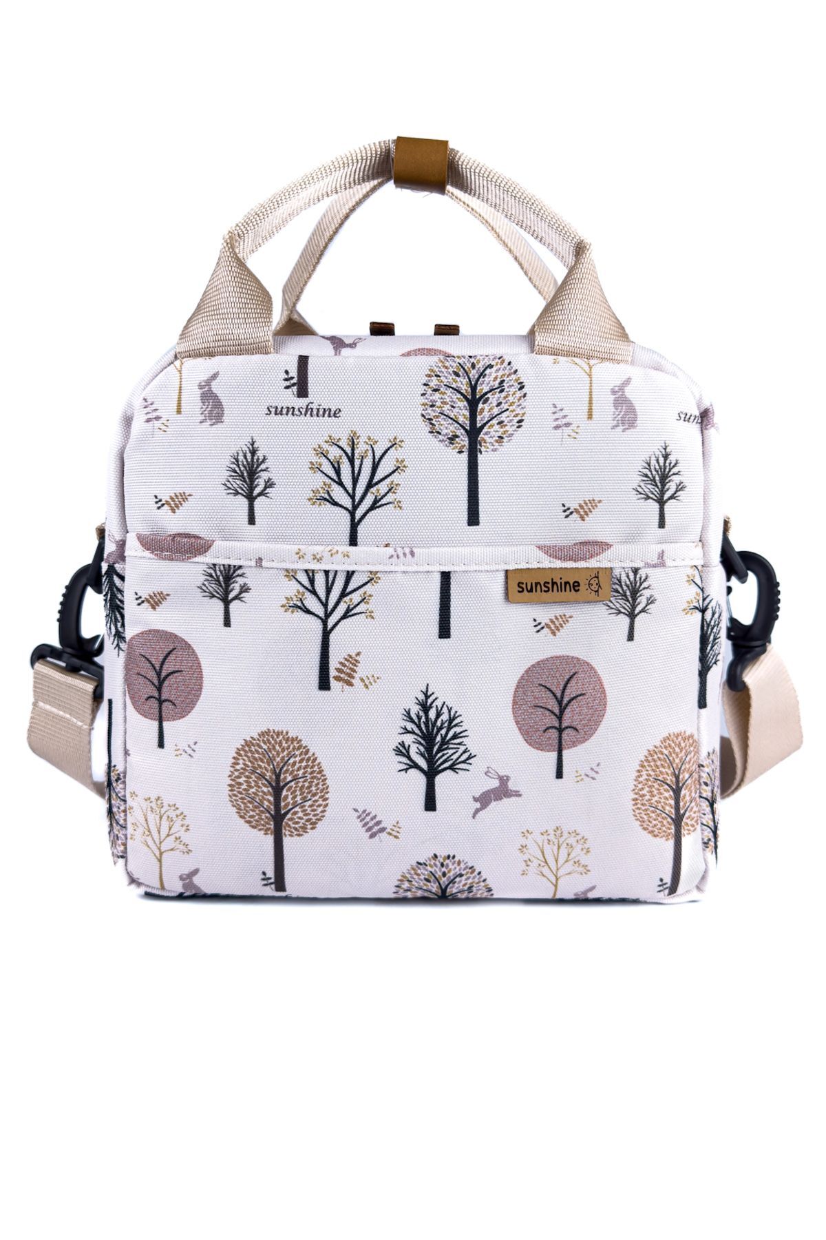 Ağaç Desen Termal Isı Izolasyonlu Ek Gıda Yemek Taşıma Beslenme Omuz Çantası