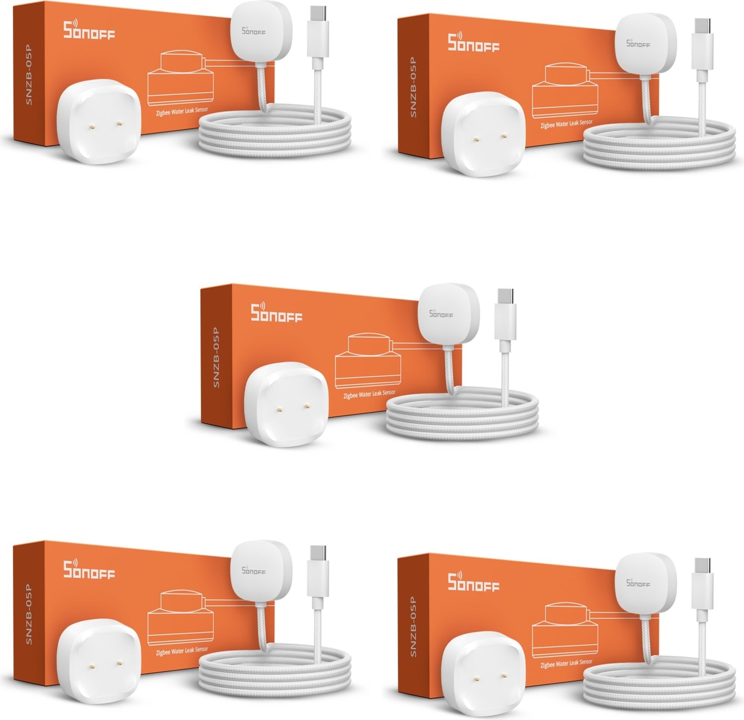 SNZB-05P Zigbee Su Kaçak Sensörü ve Kablosu 5 Adet