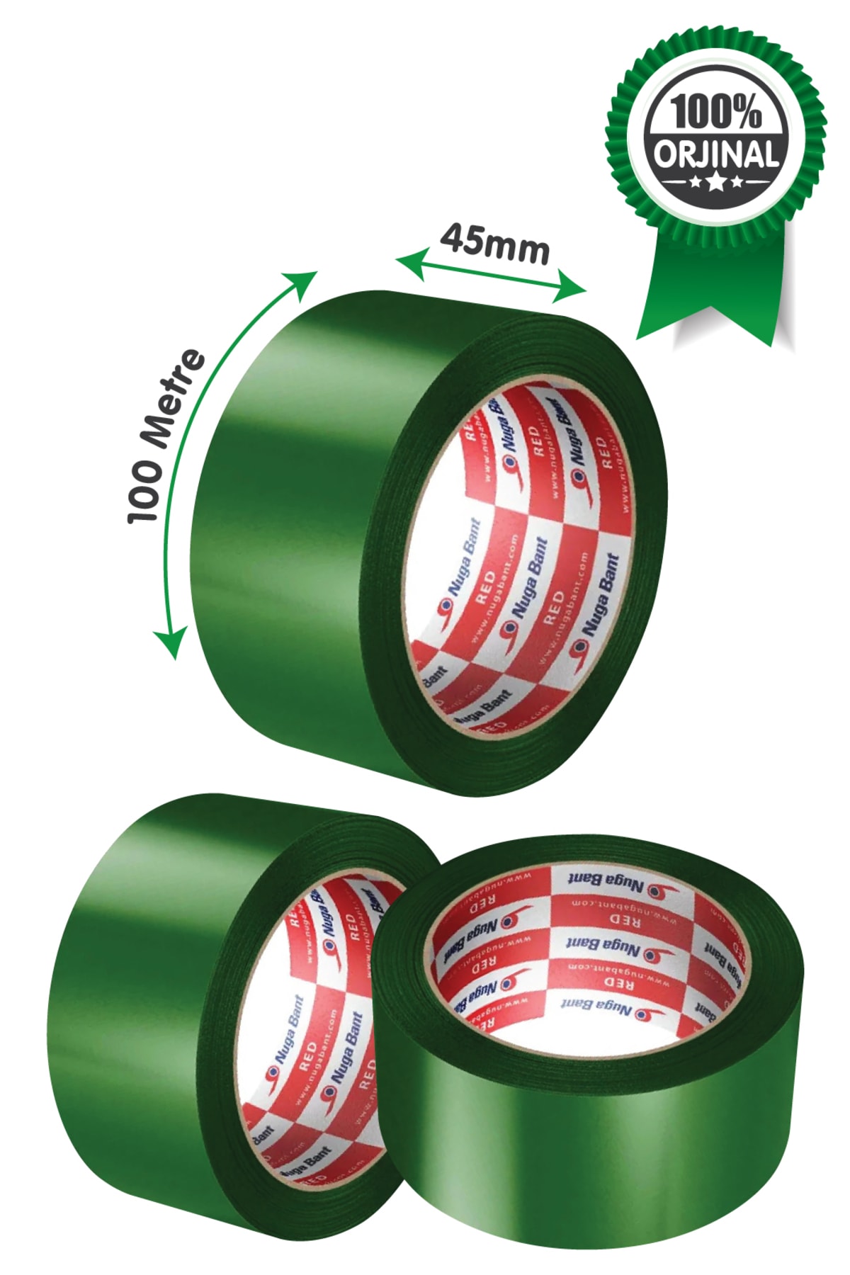 NUGA Renkli Koli Bandı Yeşil 45mm.x100metre