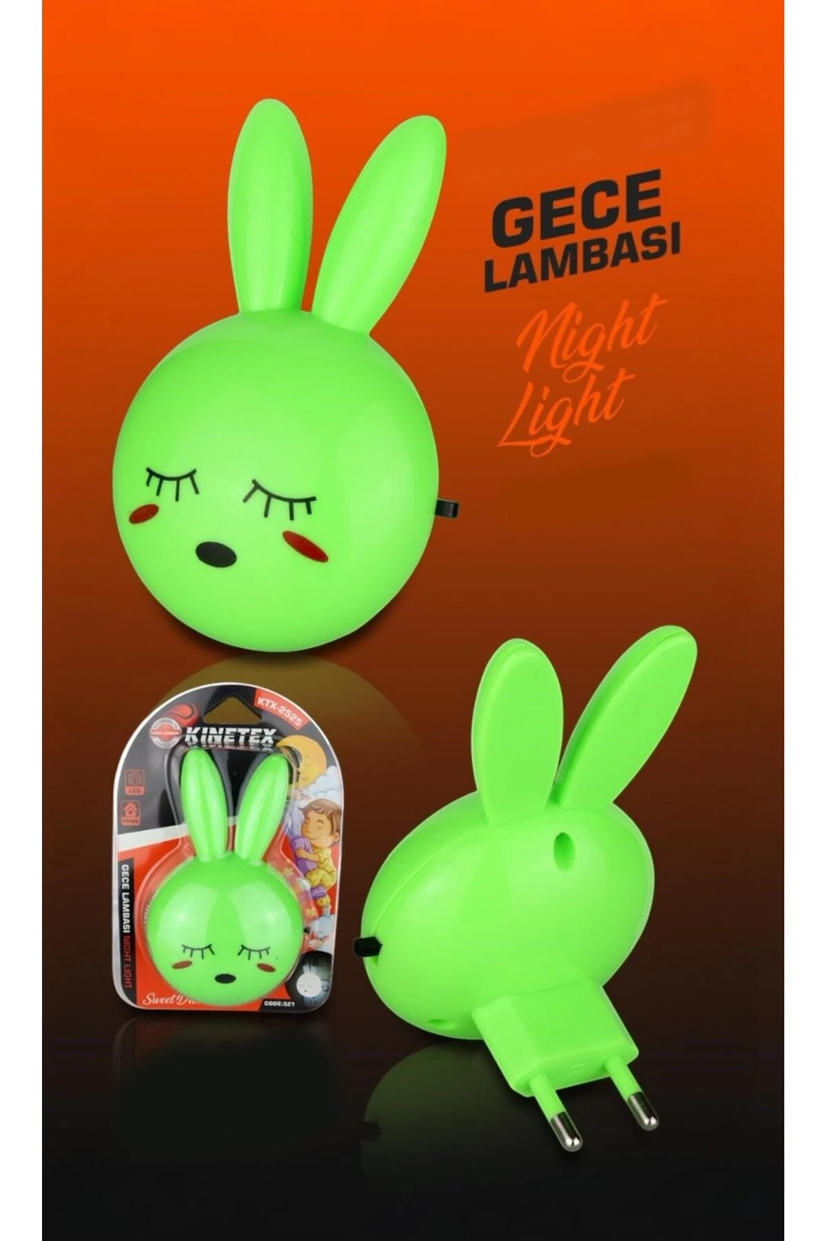 Sevimli Tavşan Model Gece Lambası Aç-Kapa Anahtarlı Ktx-2525