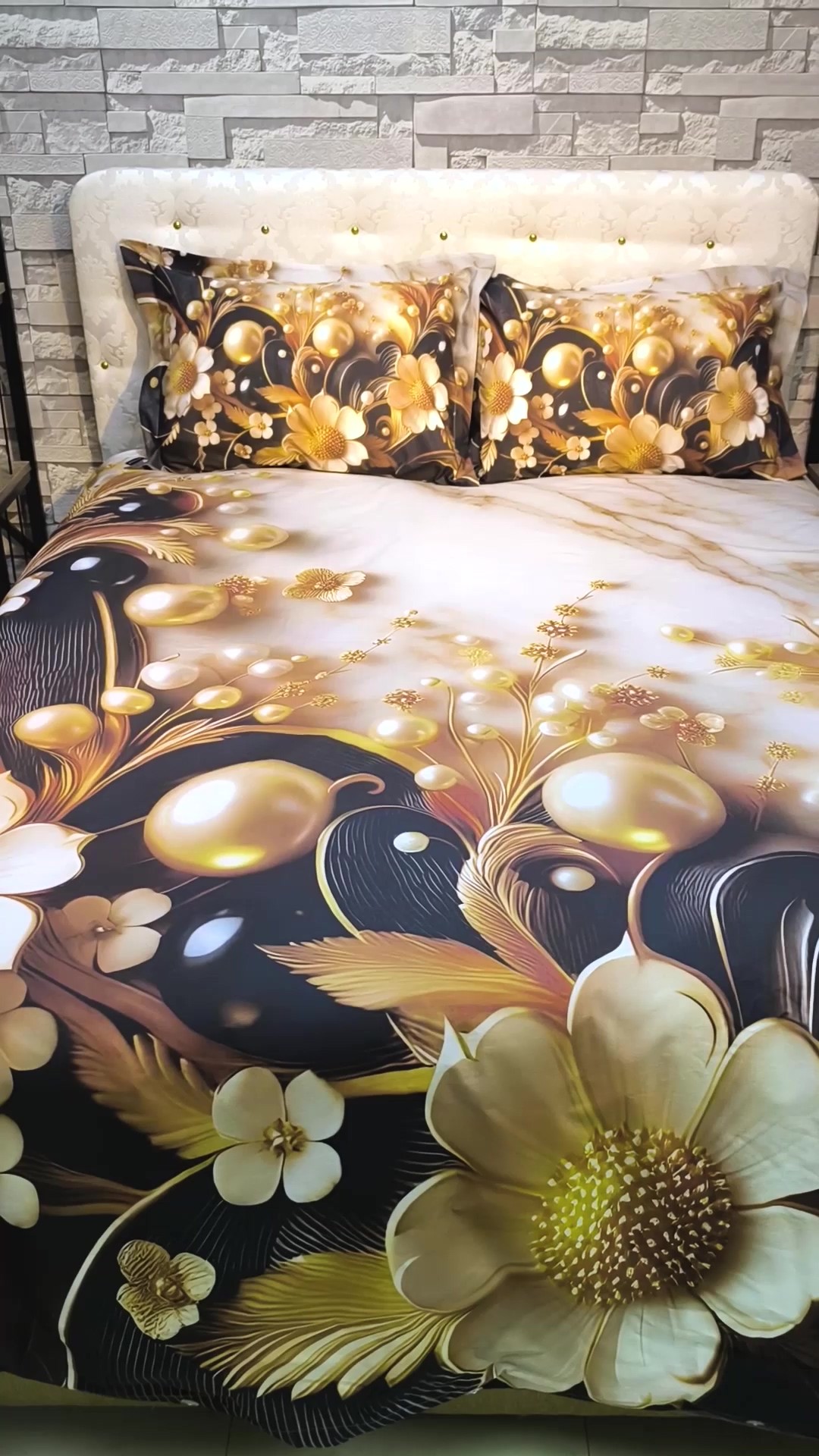 %100 PAMUK Ranforce Çeyizlik Luxury 5D Dijital Çift Kişilik Nevresim Takımı Perla