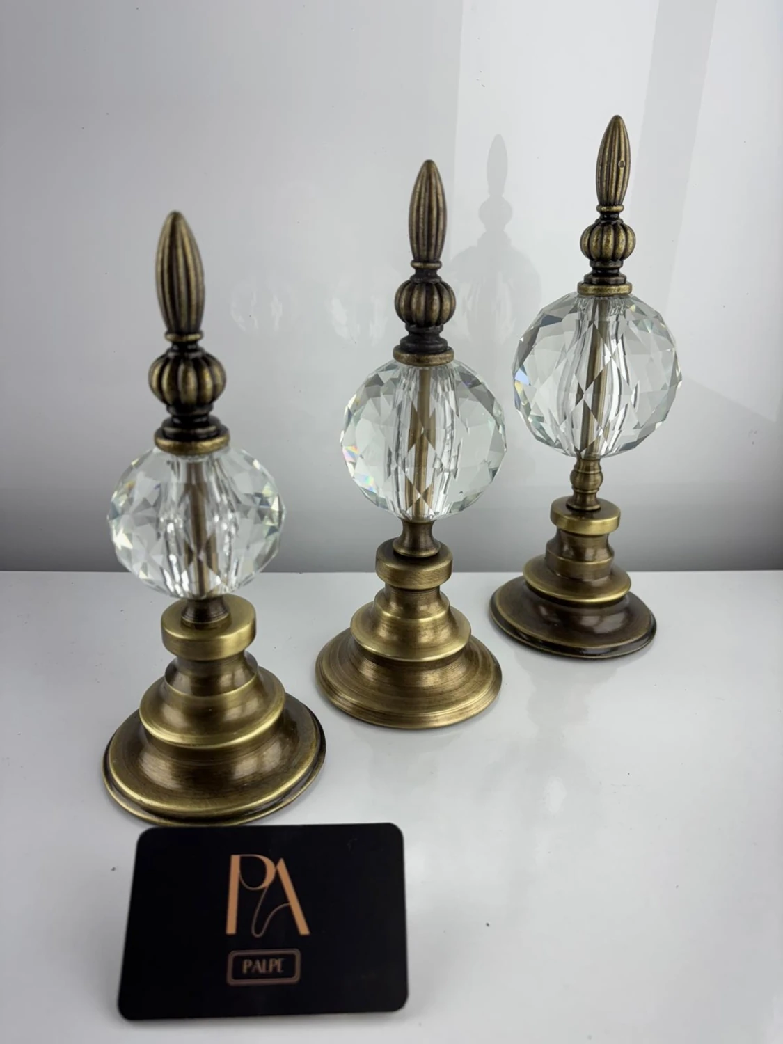 Kristal 3lü Metal Dekoratif Obje Biblo Süs Eşya Salon Aksesuar Tv Sehpa Masa Konsol Ofis Salon Dekor