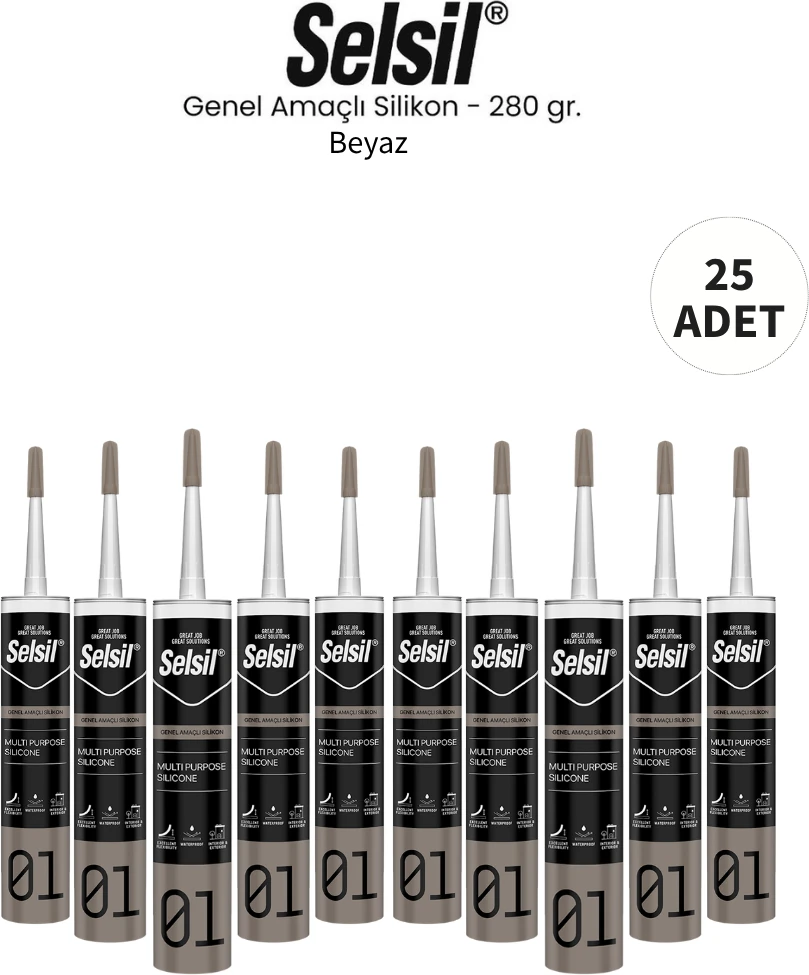 Genel Amaçlı Beyaz Silikon 280 Gr. - 10 Adet