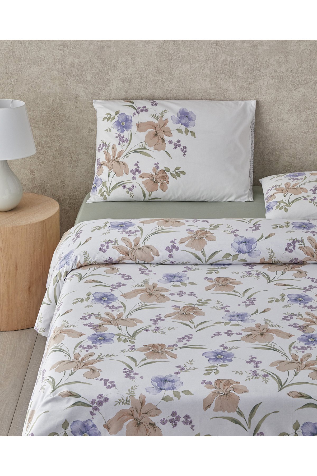 Rustic Blossom Pamuk Çift Kişilik Nevresim Takımı 200x220 cm Lila - Bej