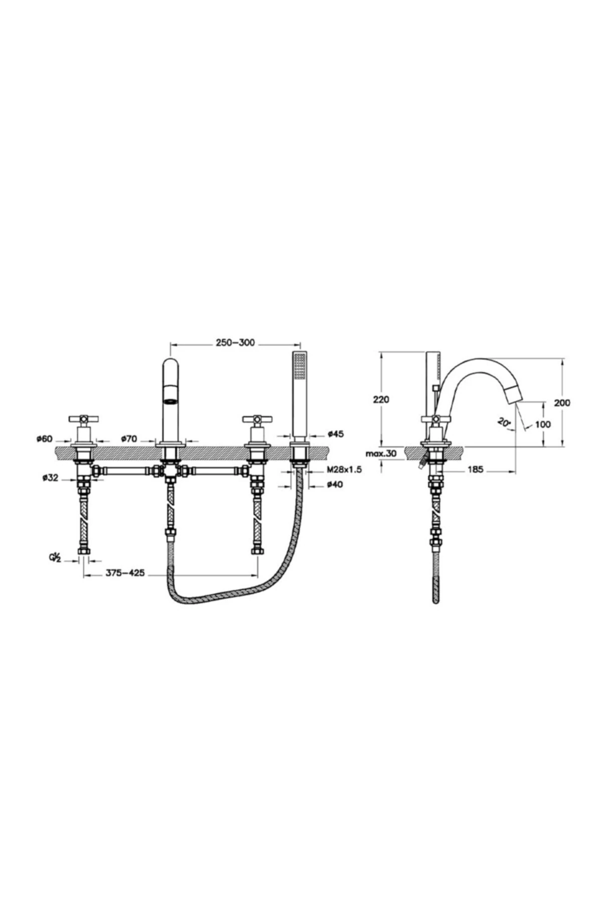 A4093523 Juno Küvet Bataryası 4 Delikli Altın
