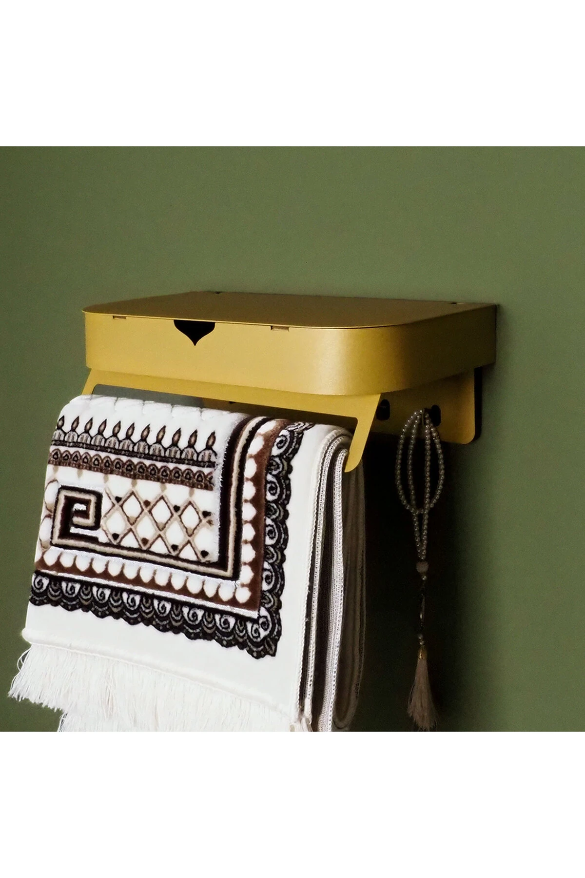 Duvara Monte Aynalı Namaz Köşesi Rafı – Seccade & Tesbih Düzenleyici - WAMH209