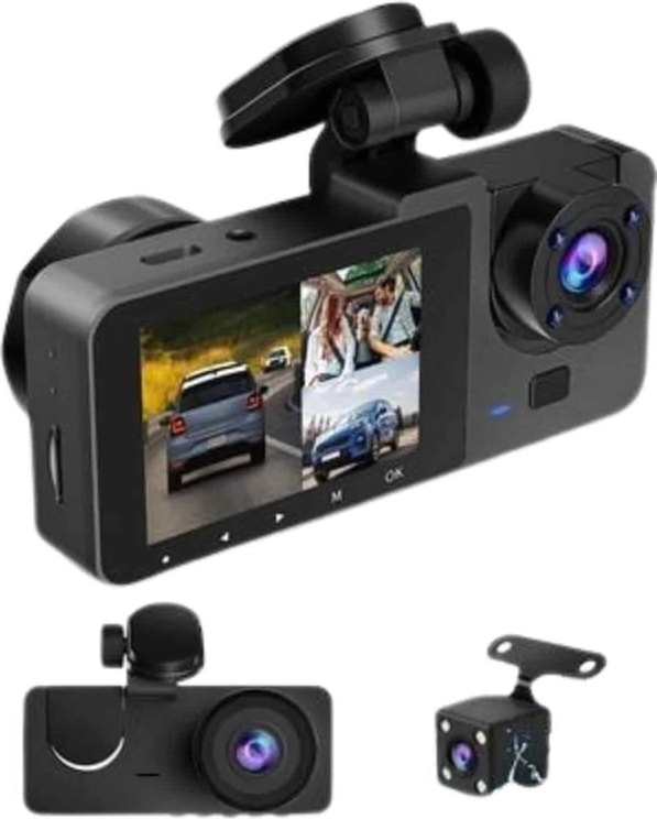 Yol Kayıt Araç Kamerası Hd Dvr 3 Kameralı 2.0in Ekranlı Ön Iç Arka