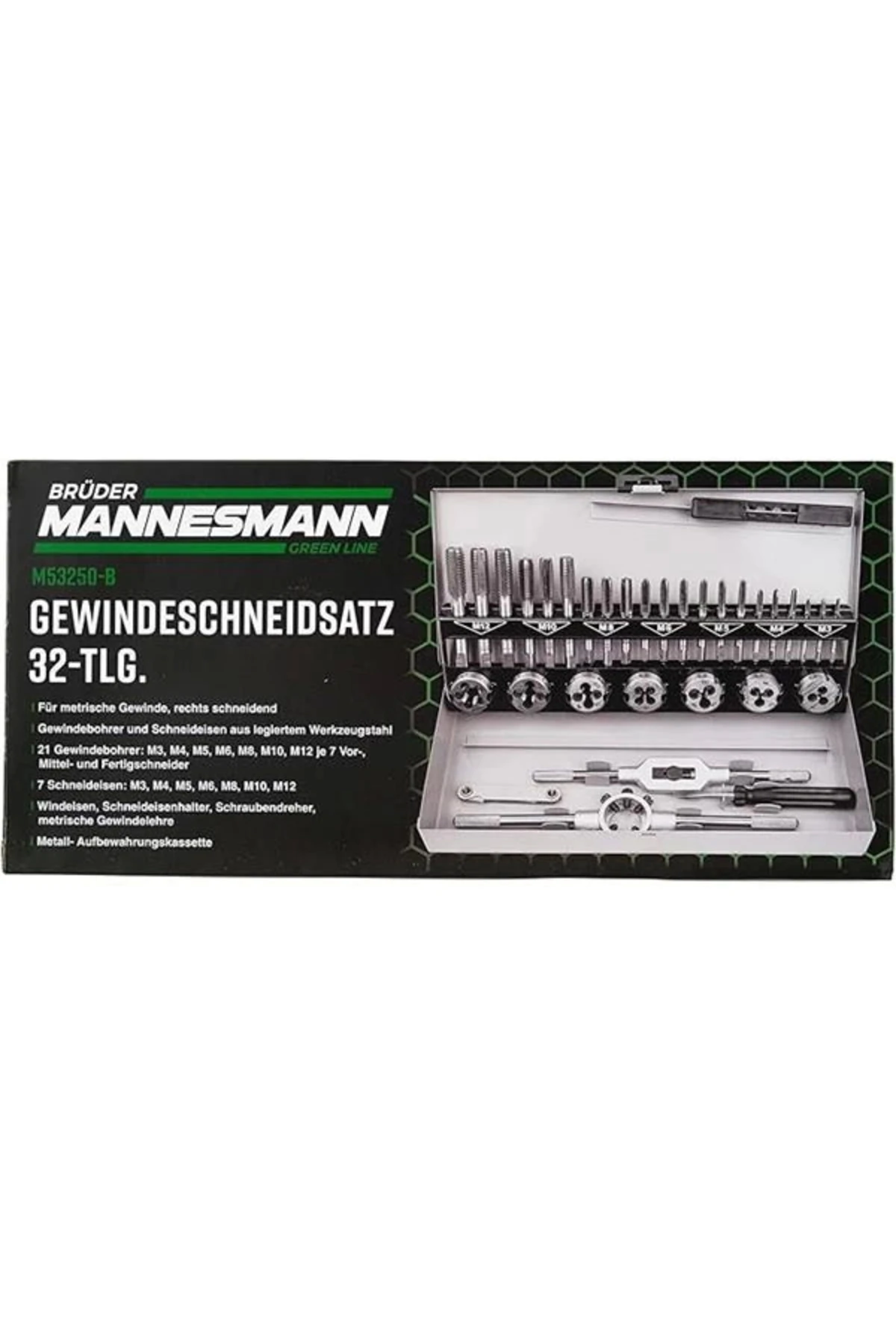 M 53250 Kılavuz Pafta Seti, 32 Parça, DIN/ISO Standartlarına Uygun