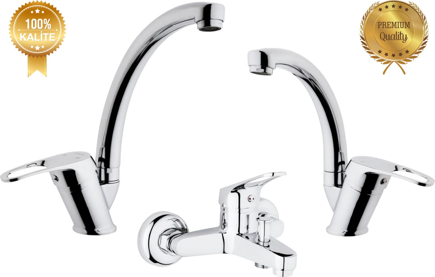 Kare Luxury Lavabo,banyo,evye Batarya Üçlü Set