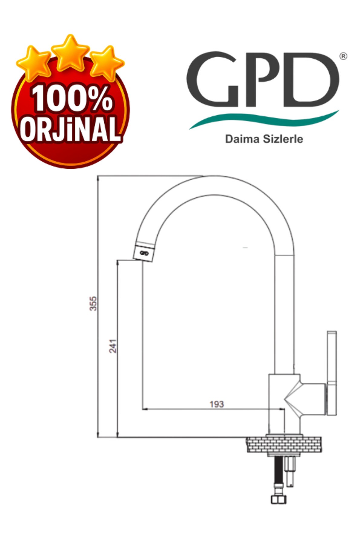 Gildo MTE165 Tek Gövde Eviye Bataryası