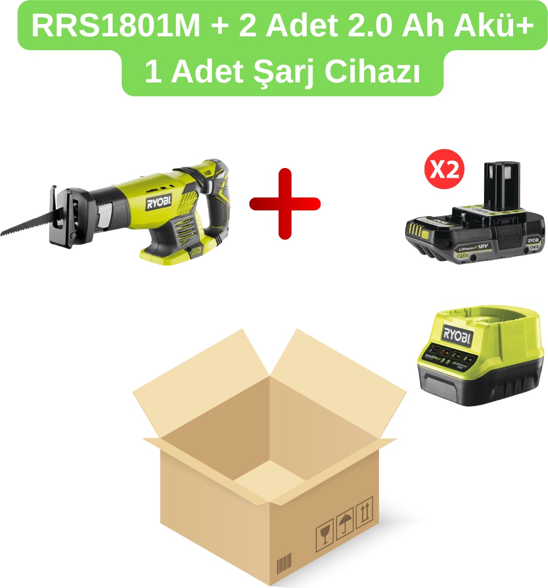 RRS1801M Tilki Kuyruğu Testere (Lithium Ion 18 V)+2 Adet 2.0 Ah Akü+ 1 Adet Şarj Cihazı