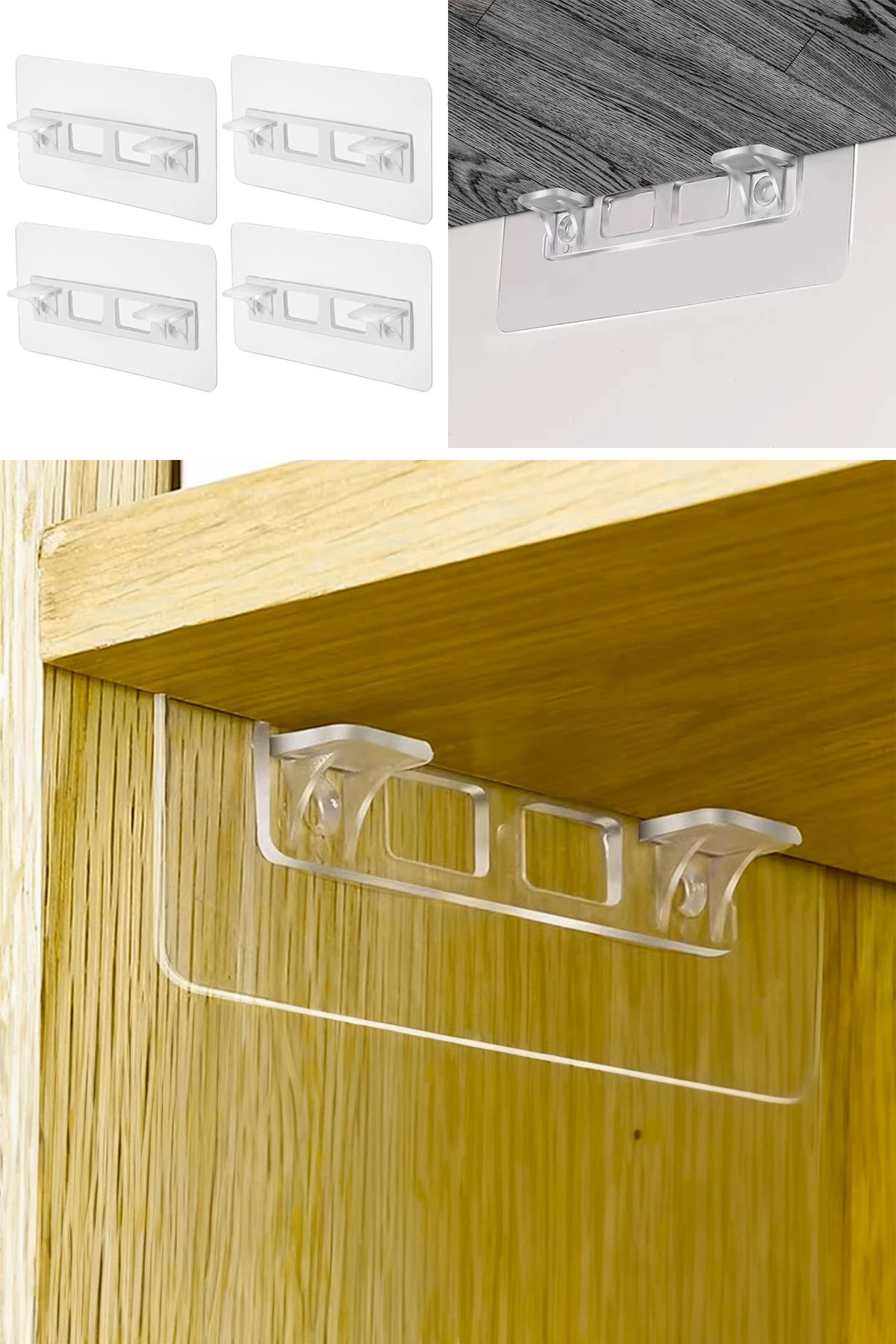 4 Adet Ultra Güçlü Kendinden Yapışkanlı Dolap İçi Raf Tutucu Raf Destek Aparatı Raf Sabitleyici