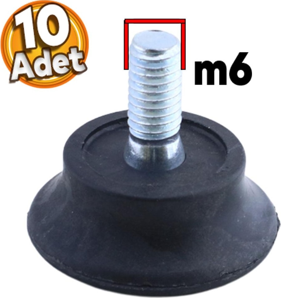 Bingo Rotil Ayakları M6 Civatalı 6 Mm Siyah Profil Ayağı 2.5 Cm (10 Adet)