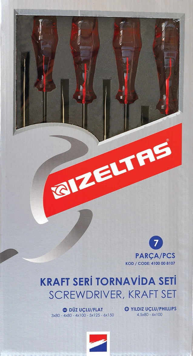 Izeltaş Kraft Seri Tornavida Seti (7 Parça)