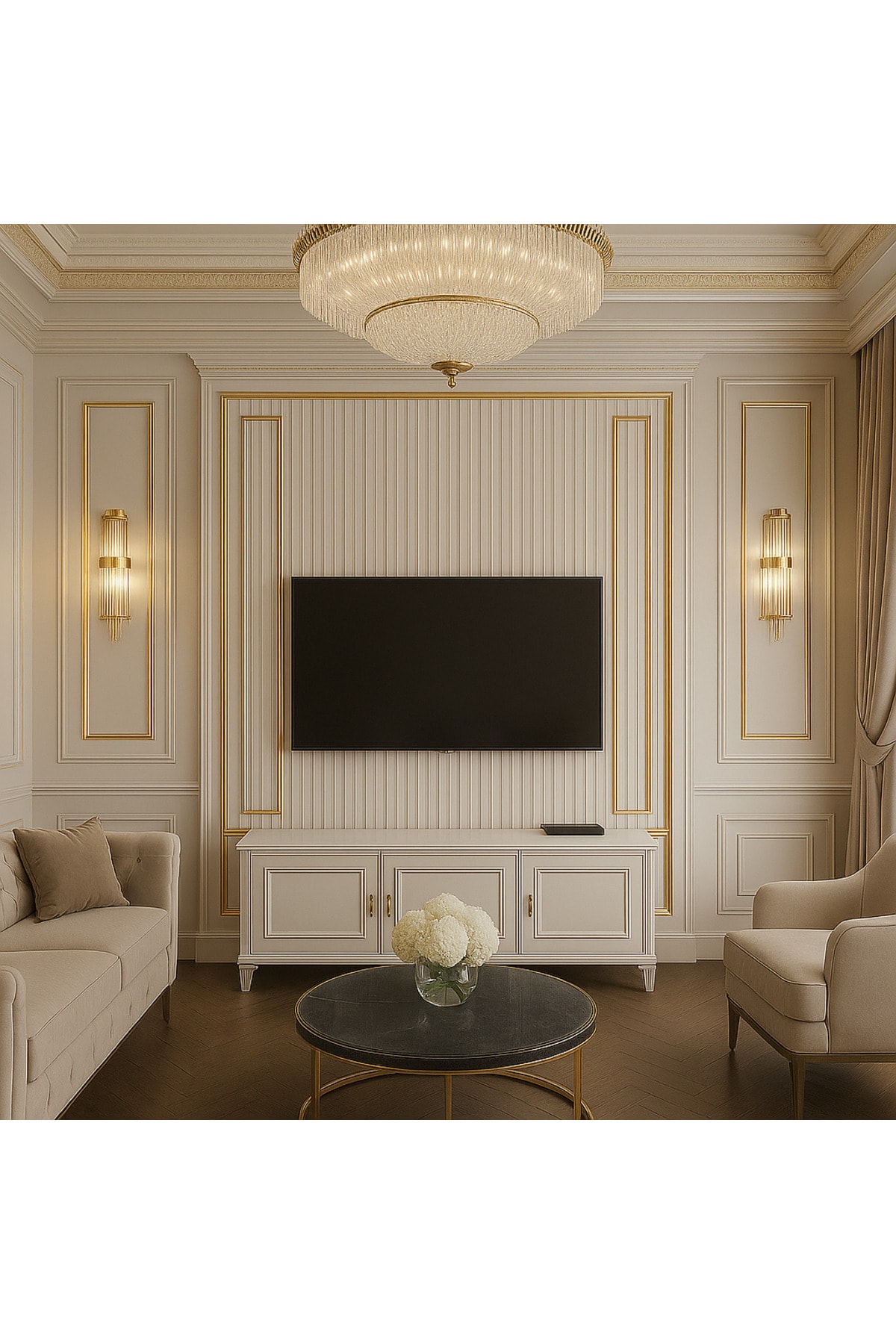 Pvc Polimer White Duvar Lambiri Ofis Tv Arkası Koridor Dekoratif Panel